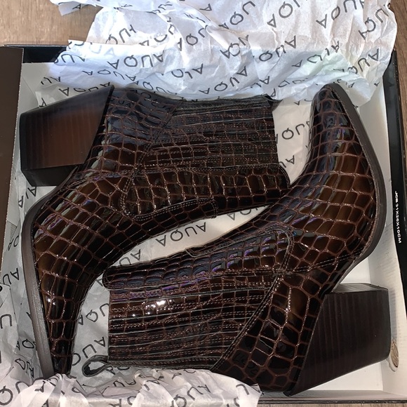 AQUA Star Croc-Embossed Western Booties - Picture 7 of 8